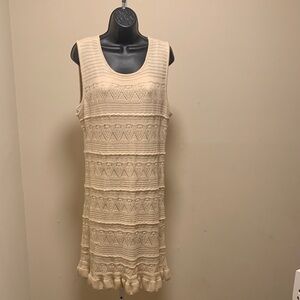 Lucky Brand Cream Textured Mini Dress